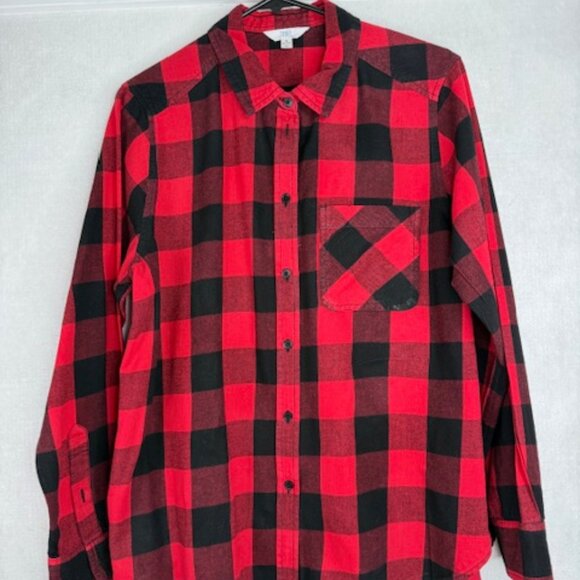 Time and Tru Tops - Red and Black Buffalo Check Flannel Shirt